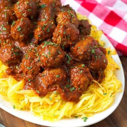 Slow Cooker Spaghetti Squash and Meatballs