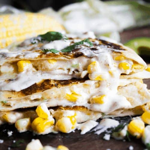 Mexican Street Corn Quesadillas w Creamy Chipotle Sauce 8 33 recipes that go with cilantro lime rice Recipe Collections
