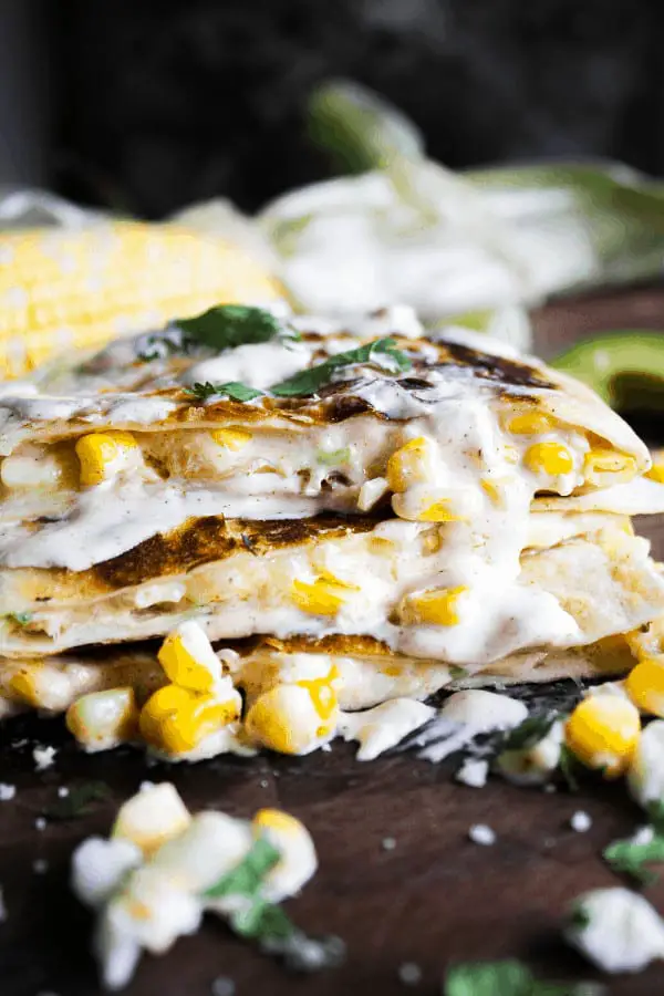 Mexican Street Corn Quesadillas w Creamy Chipotle Sauce 8 33 recipes that go with cilantro lime rice Meals